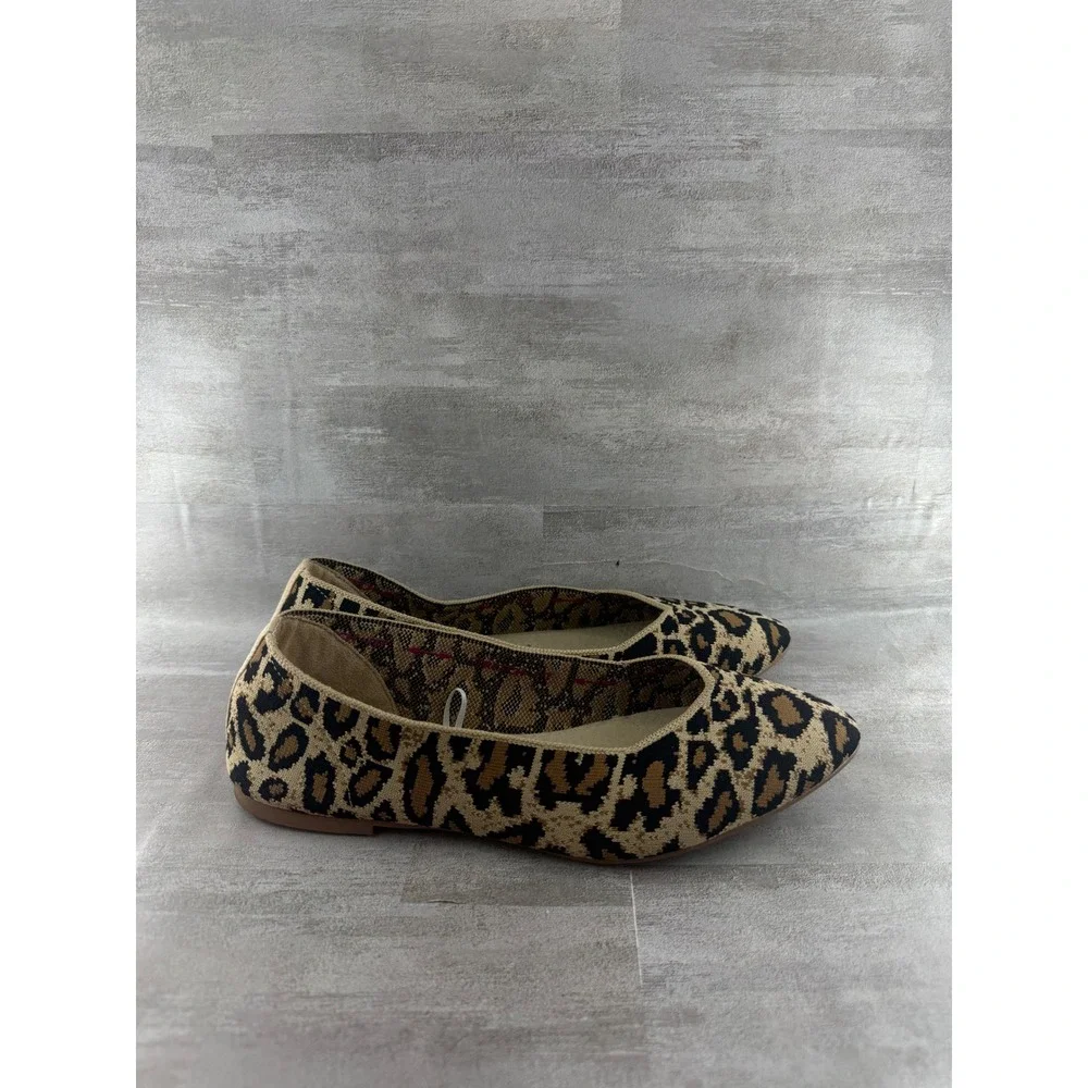 Skechers Cleo Bewitched Leopard Print Stretch Flats 44886 Tan Black Women Sz 9.5